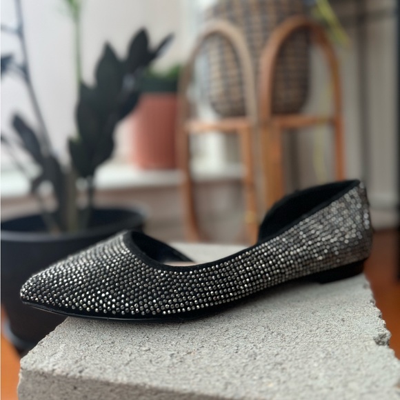 Mix No.6 “Fabiana” style black microsuede rhinestone flats, size 6 - Picture 5 of 9
